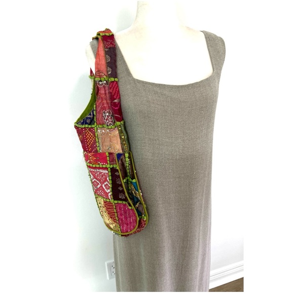 🆕 Indian sari-like patched hobo multicolored & multimedia  strap shoulder bag - Picture 14 of 16